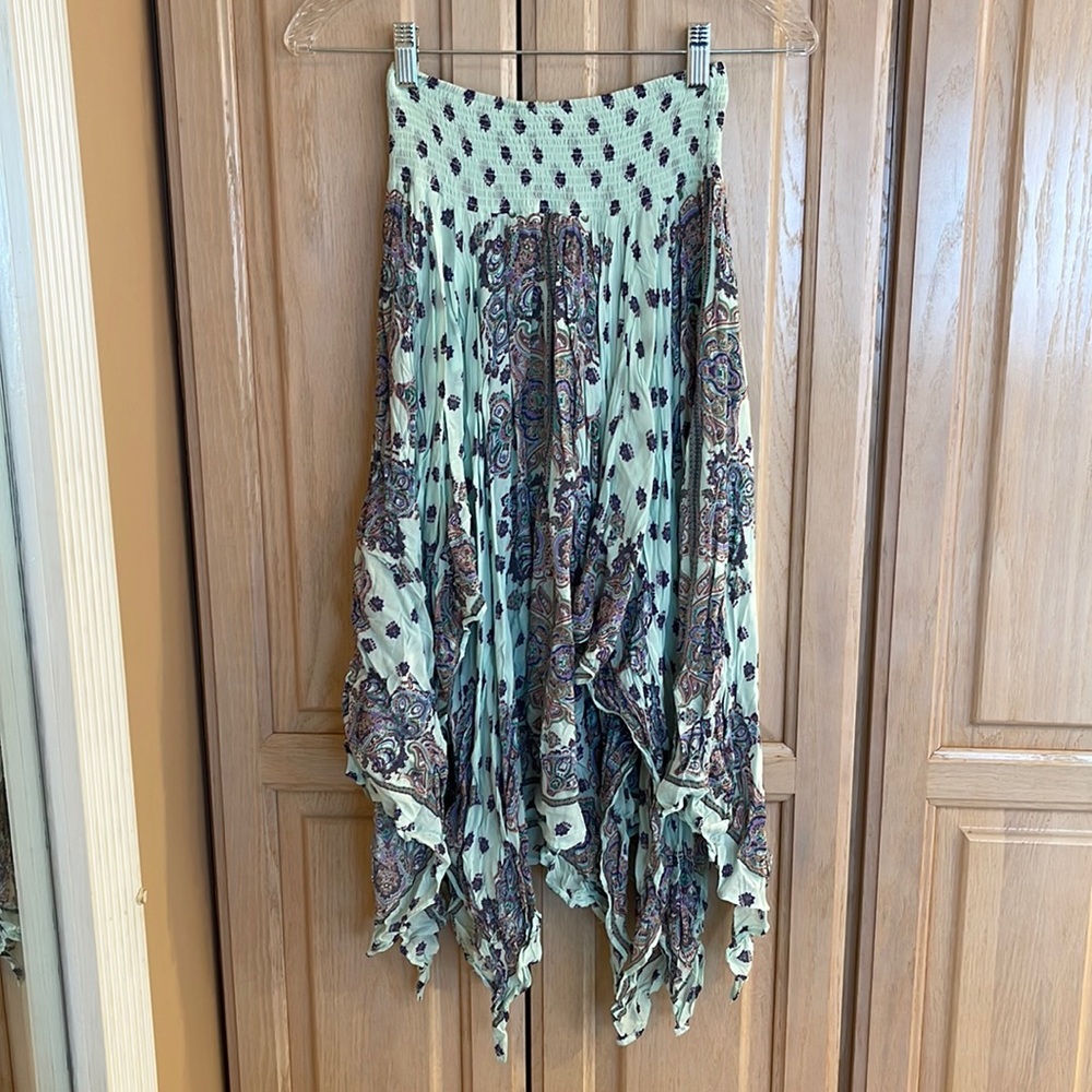 Free People draped paisley midi skirt